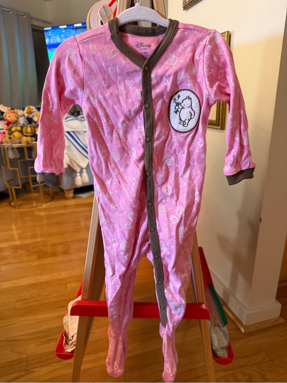 Disney Store Winnie the Pooh Pink Footed Sleeper Pajamas 6-9M Baby Girl
